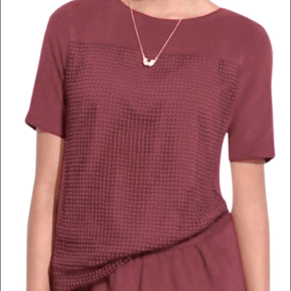 Madewell crochet panel boxy silk top